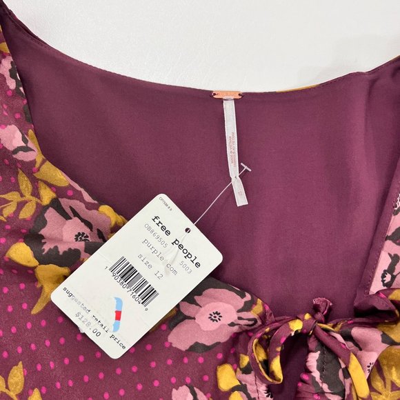 Free People Women's Dress 12 Morning Light Mini Floral Dress Purple 12 - Picture 6 of 9